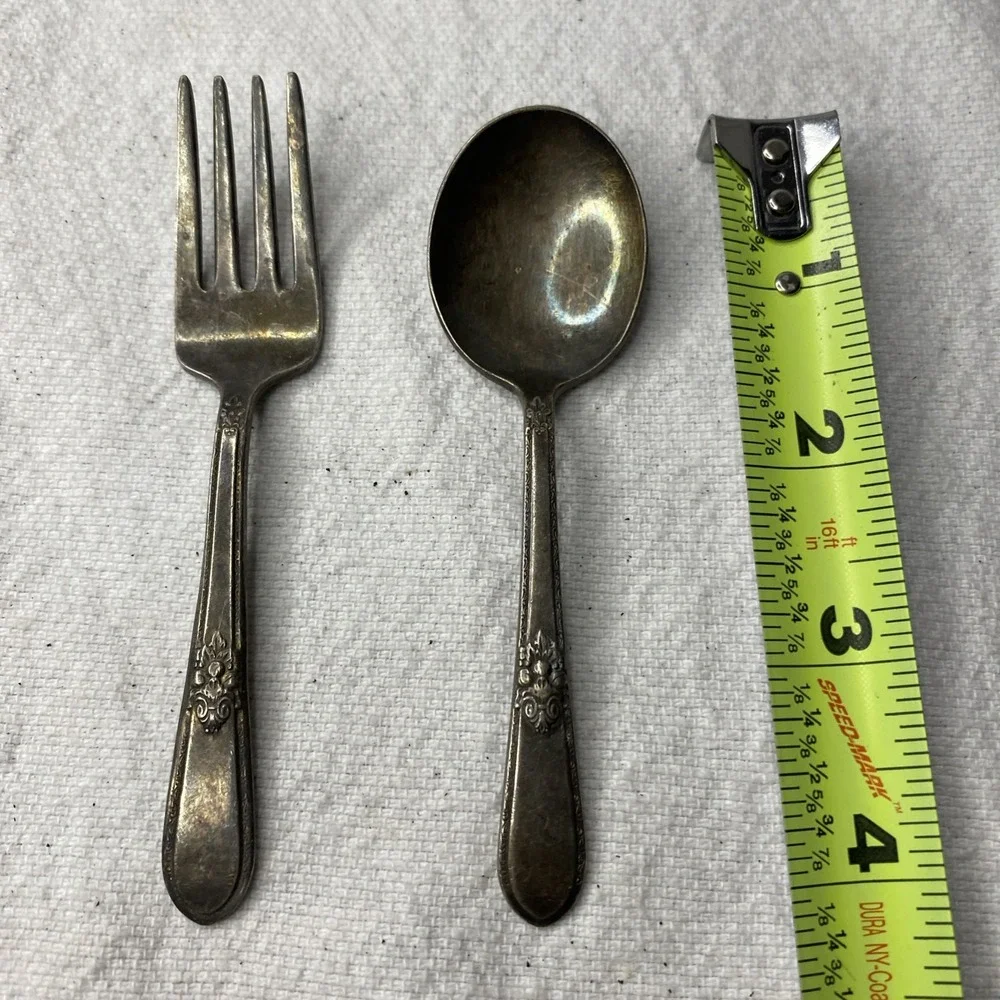 Baby Spoon And Fork 1847 Rogers Bros Silver Plated Adoration Pattern